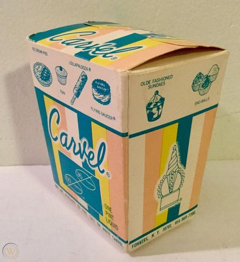 Vintage Ice Cream Packaging, Vintage Ice Cream Shop, Ice Cream Branding, Carvel Ice Cream, Retro Ice Cream, Matzo Balls, Cake In A Cone, Americana Design, Ice Cream Packaging