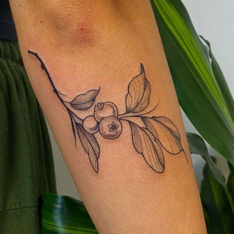 Crabapple Tattoo, Be Better Tattoo, Botanical Flash Tattoo, Nutrition Tattoo, Blueberry Outline Tattoo, Blueberry Tattoo Design, Blueberry Leaf Tattoo, Strawberry And Blueberry Tattoo, Fruit Branch Tattoo