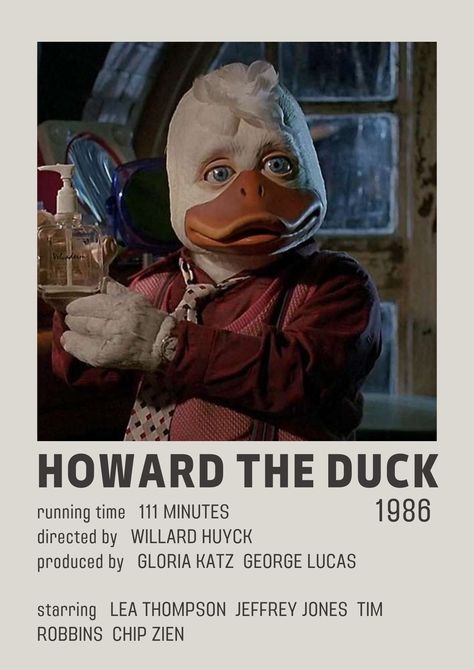 Duck Poster, 80s Classics, Tim Robbins, Howard The Duck, Marvel Posters, 80s Movies, George Lucas, The Duck, Comedy Movies