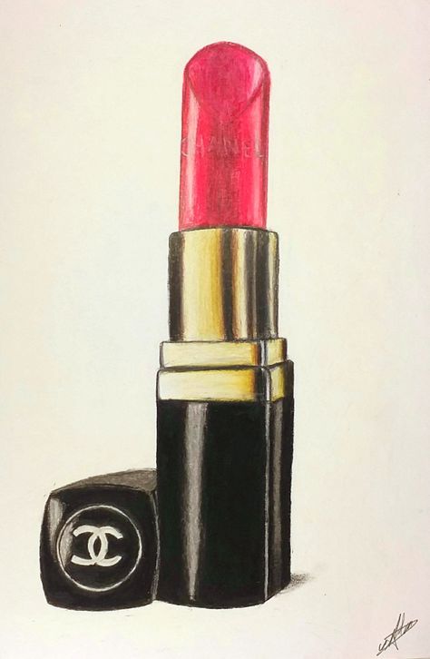 Lipstick Drawing Sketch, Lipgloss Drawing, Lipstick Sketch, Lipstick Drawing, Makeup Drawings, Chanel Lip Gloss, Pencil Inspiration, Random Doodles, Stick Drawings