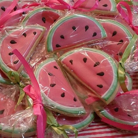 Watermelon cookies Watermelon Sugar Cookies, Watermelon Cookies, Watermelon Slice, One In A Melon, Watermelon Slices, Iced Cookies, Strawberry Shortcake, Royal Icing, Cookie Decorating