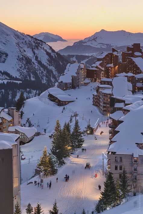 Skiing In France Alps, France In The Winter, French Alps Winter, Skiing France, Winter In France, Ski Resort Aesthetic, France In Winter, Winter France, Euro Winter