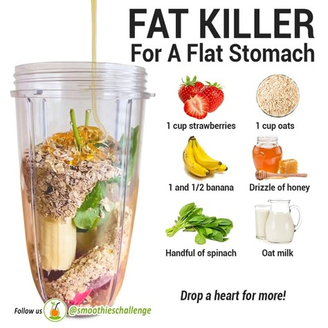 Resep Smoothie, Fruit Smoothie Recipes Healthy, Oat Smoothie, Easy Healthy Smoothies, Smoothie Recipes Healthy Breakfast, Recipes Healthy Breakfast, Smoothie Drink Recipes, Healthy Drinks Smoothies, Fat Burning Smoothies