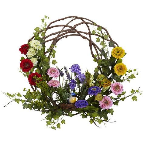 Silk Wreaths, Spring Floral Wreath, Deco Nature, Peonies Wreath, Hydrangea Wreath, Artificial Wreath, Rose Wreath, Wreaths & Garlands, Nearly Natural