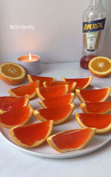 Grapefruit Jello Shots, Orange Jello Shots, 27th Birthday Party, Aperol Spritz Recipe, Boozy Treats, Jelly Shots, Last Splash, Orange Jello, Jell O Shots