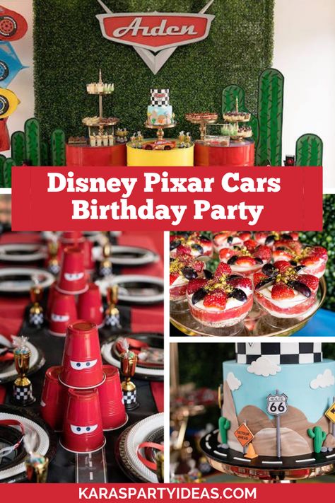 Race Car Cake Diy, Pixar Themed Birthday Party, Cars Movie Party, Disney Pixar Cars Birthday Party, Pixar Cars Birthday Party, Birthday Party Ideas Decoration, Party Ideas Decoration, Cars Birthday Party Ideas, Pixar Cars Birthday