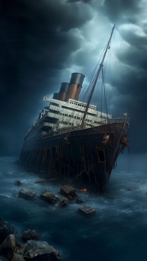 How deep is the Titanic shipwreck? #Research #MarineBiology #Oceangate #Science #Ocean | Hashem Al-Ghaili | The Titanic, Beautiful Wallpapers Backgrounds, Marine Biology, Editing Background, Shipwreck, Pirate Ship, Beautiful Wallpapers, Titanic, Wallpaper Backgrounds