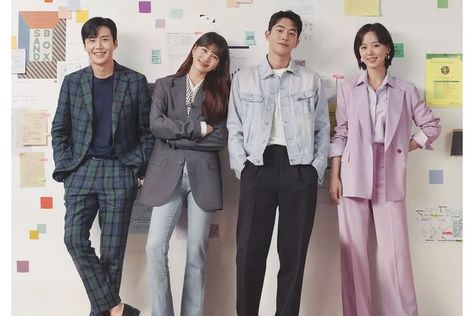 Start-Up cast poster Startup Outfit, Start Up Kdrama, Jo Bo-ah, Yearbook Themes, Cute Romance, Park Min Young, Starred Up, Joo Hyuk, Bae Suzy