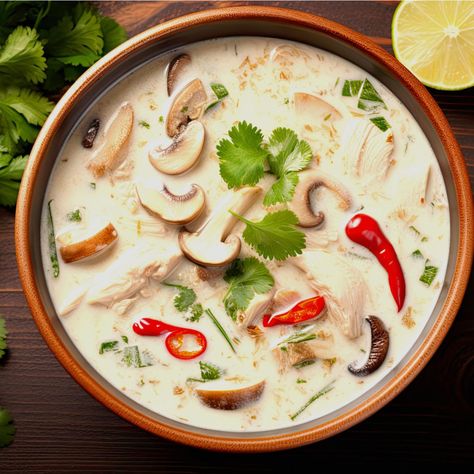 Leichtes Tom Kha Gai Rezept: Thai-Küche zu Hause Tom Kha Soup, Tom Kha Gai, Tom Kha, Thailand Food, Low Carb Vegan, Food Projects, Thai Curry, Vietnamese Recipes, Thai Recipes