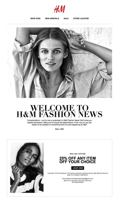 Fashion Email Newsletter, Welcome Email Design Inspiration, Marketing Examples, Email Marketing Examples, Email Layout, Welcome Emails, Email Marketing Design Inspiration, H&m Fashion, Fashion Newsletter