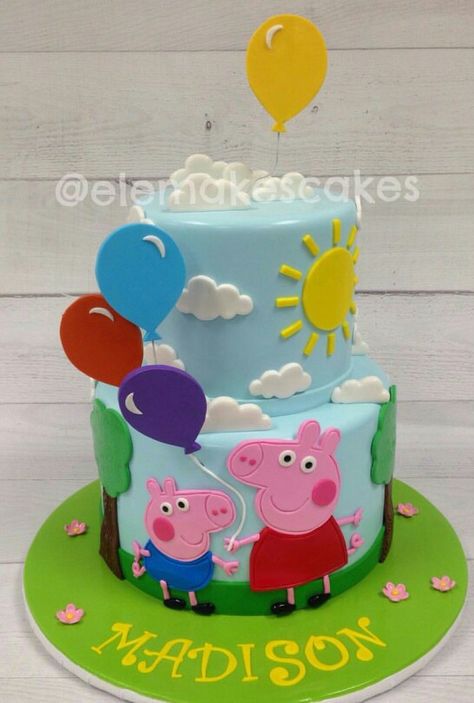 Peppa Pig cake Peppa George Cake, Peppa Pig And George Cake, Peppa And George Cake, Cake Peppa Pig Birthday, George Pig Birthday Cake, Peppa Pig Theme Cake, Tortas Peppa Pig, George Pig Cake, George Pig Birthday Party