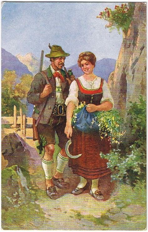 Home / X German Costume, Countryside Paintings, German Folk, German Heritage, Vintage Germany, Postcard Art, Art Corner, European Culture, German Art