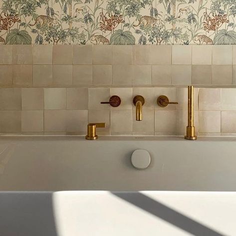 Studio Ore, Wall Mounted Bath Taps, Bath Taps, Bathroom Inspo, Lever Handle, Interior Inspo, Bathroom Inspiration, Polished Brass, Brass Finish