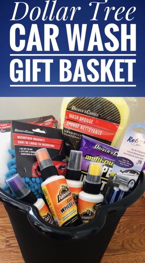 The Dollar Tree Car Wash Gift Basket is simple and only $10 to make. Give it to the men in your life with cash or a gas card. The perfect gift for men and teenage boys. #dollartree #giftbaskets #giftbasketideas #giftsformen Auction Gift Basket Ideas, Diy Gifts For Christmas, Gas Card, Fundraiser Baskets, Auction Basket, Dollar Tree Gifts, Homemade Gift Baskets, Stag And Doe, Gift Baskets For Him