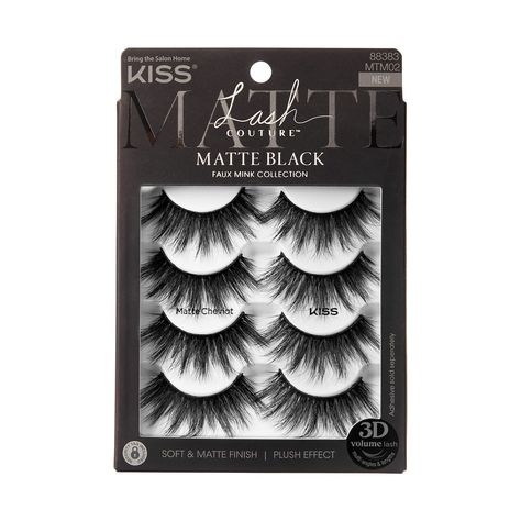 Kiss Eyelashes, Punk Fashion Diy, Kiss Products, Kiss Lashes, Blackest Black, Black Lashes, Lash Adhesive, Beautiful Curls, Faux Mink Lashes