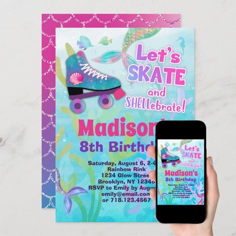 Roller Skating Birthday Party Invitations, Roller Skating Birthday Party, Skating Birthday Party, Celebrate Birthday, Roller Skating, Birthday Party Invitation, Birthday Party Invitations, Birthday Celebration, Skating