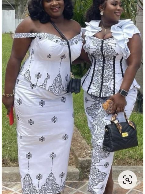 Lace Dress Styles Ghana, White Lace Outfit, Skirt And Blouse Styles, Latest African Styles, Long Dress Plus Size, African Lace Styles, African Fabric Dress, African Print Dress Ankara, African Inspired Clothing