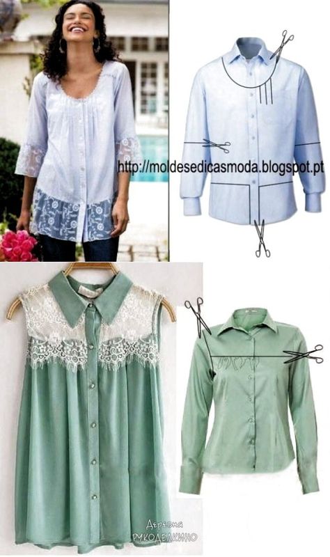 Diy Clothes Refashion Upcycling, Projek Menjahit, Diy Clothes Refashion, Upcycle Clothes Diy, Diy Vetement, Repurposed Clothing, Shirt Refashion, Altering Clothes, Recycle Clothes