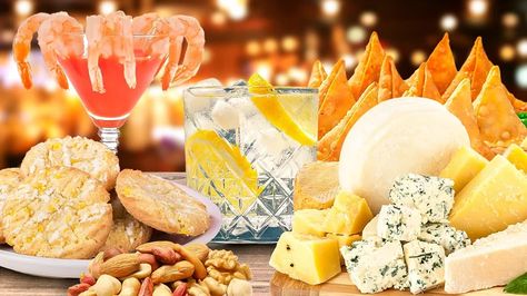 Snack Pairings, Crudite Platter, Salted Nuts, Gin Tasting, Gin Drinks, Shrimp Cocktail, Snack Options, At A Party, Lemon Cookies