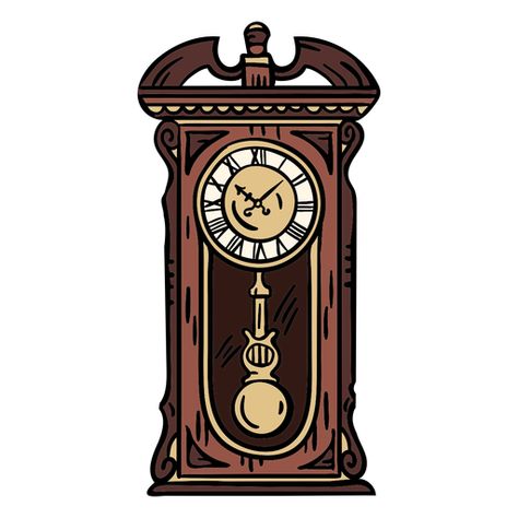 Hand drawn classic pendulum clock #AD , #drawn, #Hand, #pendulum, #clock, #classic Grandfather Clock Illustration, Pendulum Clock Drawing, Clock Png, Creative Logo Design Art, Clock Drawings, Antique Wall Clocks, Food Flyer, Pin Ideas, Object Art