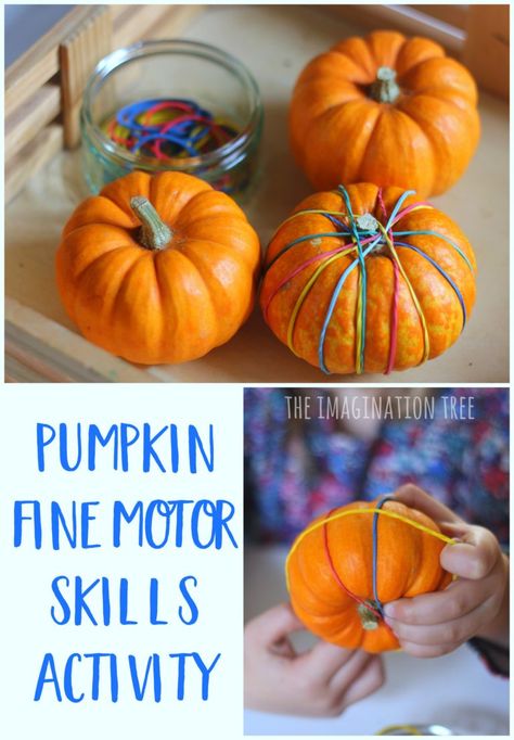 Pumpkin Fine Motor Skills Activity - The Imagination Tree Fine Motor Skills Halloween Activities, Pumpkin Theme Fine Motor Activities, Pumpkin Manipulatives Preschool, Pumpkin Cognitive Activities Preschool, Harvest Large Motor Activities, Eyfs Pumpkin Ideas, Pumpkin Pre K Activities, Fine Motor Activities For Preschoolers Fall, Pumpkin Small Group Activities