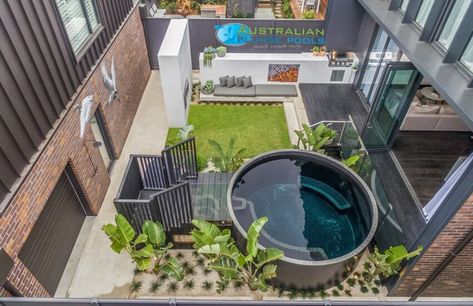 Gallery - Plunge Pools Fiberglass Plunge Pool, Round Plunge Pool, Concrete Plunge Pool, Plunge Pool Design, Cold Water Plunge, Circle Pool, Cement Driveway, Plunge Pool Ideas, Small Pool Ideas