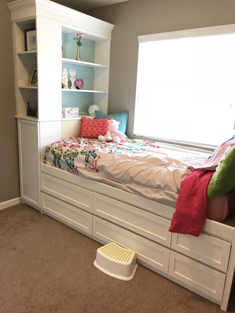 Built In Twin Bed With Bookshelves, Bookcase At End Of Bed, Built In Bed Bookshelves, Built In Bed With Bookshelves, Built In Twin Bed With Storage, Bed With Built In Bookshelves, Built In Single Bed, Built In Daybed With Bookshelves, Built In Daybed Under Window