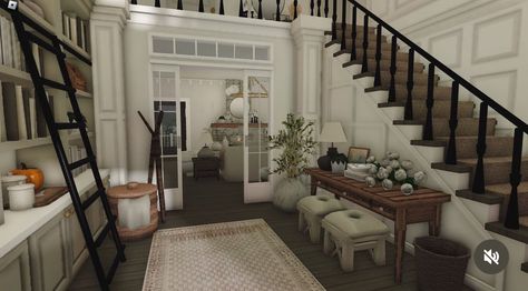 Bloxburg Farmhouse Room Ideas, Modern Suburban House, Farmhouse Layout, Bloxburg Hacks, San Myshuno, Bloxburg Builds, House Decorating Ideas Apartments, Small House Layout, Simple Bedroom Design