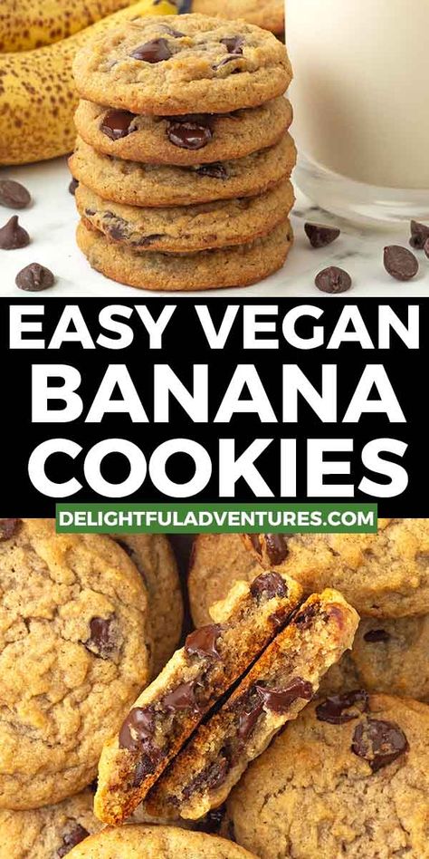 Banana Recipes Vegan, Vegan Banana Cookies, Vegan Cookie Recipe, Cookie Texture, Easy Vegan Cookies, Ripe Banana Recipe, The Perfect Cookie, Vegan Breakfast Easy, Vegan Dinner Recipes Easy