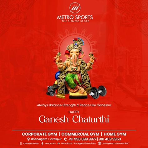 Happy Ganesh Chaturthi Fitness Poster, Happy Ganesh, Workout Posters, Happy Ganesh Chaturthi, Ganesh Chaturthi, Keep Fit, Home Gym, Gym, Sports