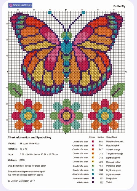 Butterfly Cross Stitch Pattern, Butterfly Cross Stitch, Stitch Flowers, Pola Kristik, Cross Stitch Patterns Flowers, Cross Stitch Bird, Cross Stitch Animals, Cross Stitch Patterns Free, Free Cross Stitch