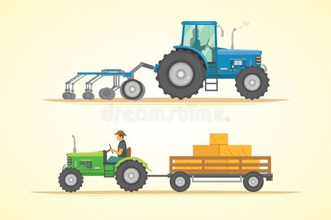 Farm Illustration, Transportation Preschool Activities, Smart Farm, Work Illustration, Transportation Preschool, Field Work, Agricultural Machinery, Farm Machinery, Farm Tractor