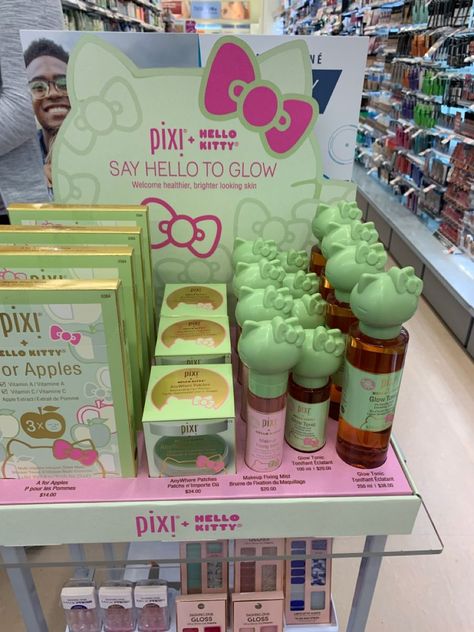 Hello Kitty x Pixi collabcute skin caremakeupskin care Hello Kitty Products, Haut Routine, Kitty Makeup, Hello Kitty Makeup, Glow Tonic, Charmmy Kitty, Hello Kitty Rooms, Hello Kitty Aesthetic, Shower Skin Care