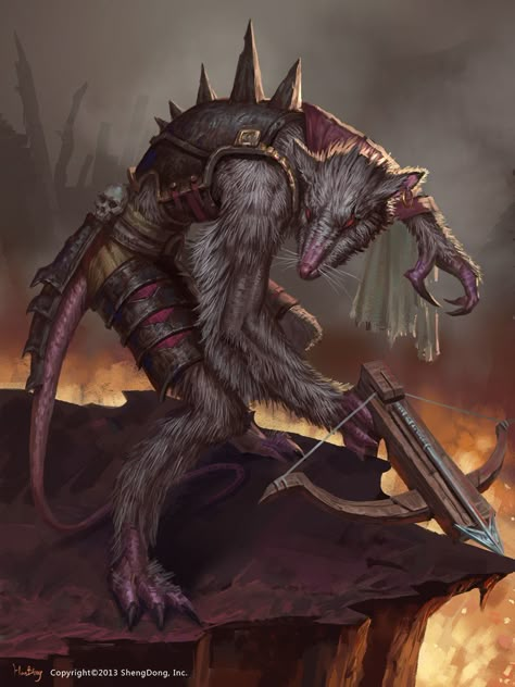 Rat Man Art, Skaven Assassin, Clan Eshin, Rat Warrior, Rat Monster, Heroic Fantasy, Rat Man, Dnd Monsters, 다크 판타지