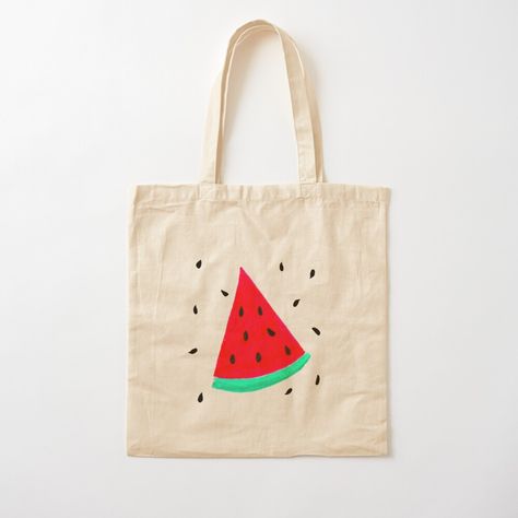 Get my art printed on awesome products. Support me at Redbubble #RBandME: https://www.redbubble.com/i/tote-bag/Watermelon-by-EdasArtPalette/163643213.P1QBH?asc=u Simple Tote Bag Painting, Totebag Painting, Painting Watermelon, Tote Bag Painting, Handpainted Tote, Handpainted Tote Bags, Simple Tote Bag, Bag Painting, Simple Tote