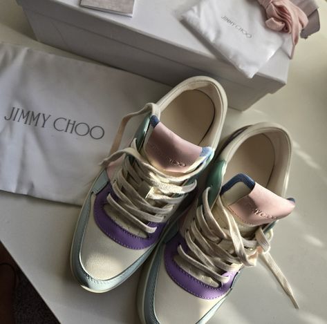 Brand New Jimmy Choo Sneakers. They're Slightly Snug On Me Which Is Why I'm Selling. They're Super Cute And Come With An Extra Set Of Pink Laces. Comes With Box, Dustbags, And Original Tags.