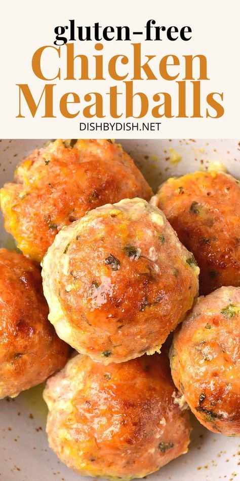 Gluten Free Chicken Meatballs Recipe, Ground Chicken Recipes Dairy Free, Gluten Free Chicken Meatballs, Gluten Free Italian Meatballs, Gluten Free Dairy Free Appetizers, Easy Chicken Meatballs, Gluten Free Meatballs Recipe, Quick Gluten Free Meals, Ground Chicken Meatballs