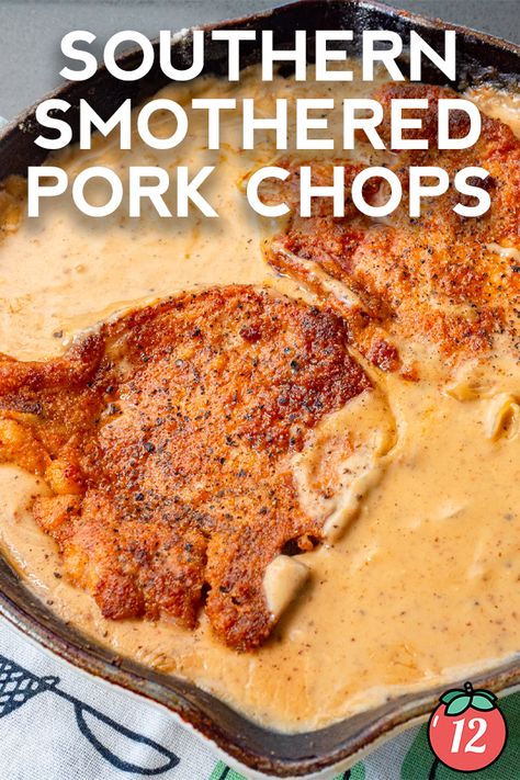 Southern Smothered Pork Chops | 12 Tomatoes Southern Smothered Pork Chops 12tomatoes, 12 Tomatoes Southern Smothered Pork Chops, Smothered Pork Chops Southern, Gluten Free Smothered Pork Chops, Baked Smothered Pork Chops In Oven, Amish Biscuits, Smothered Pork Chops Skillet, Smothered Pork Chops In Oven, Southern Smothered Pork Chops