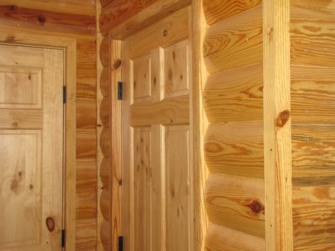 Log Cabin Siding direct from the manufacturer in Flomaton, AL - Southern Wood Specialties - P: 251-296-2556 Cabin Paneling, Siding Interior Walls, Cabin Siding, Log Cabin Siding, Log Walls, Linwood Homes, Pine Flooring, Log Houses, Cabin Interior Design