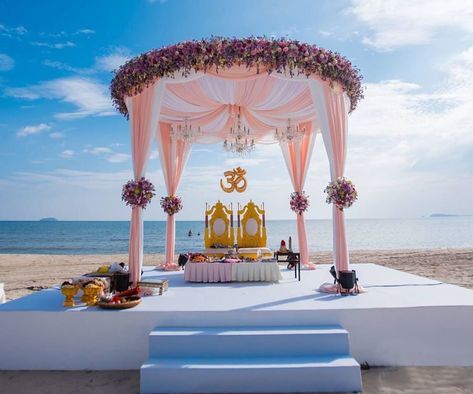 New Age Wedding Decor Ideas! | Weddingplz Indian Beach Wedding, Mandap Ideas, Weddings Decorations Elegant Romantic, Mandap Design, Reception Stage, Reception Stage Decor, Wedding Decor Photos, Outdoor Stage, Wedding Entrance Decor