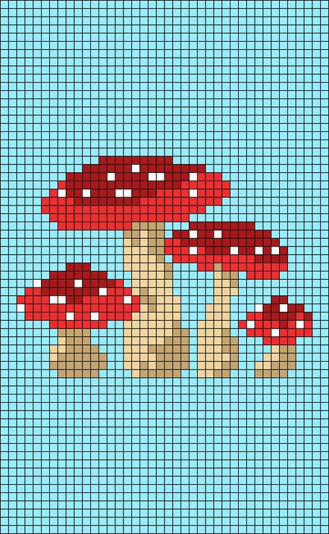 Toadstool Knitting Chart, Free Mushroom Cross Stitch Patterns, Mushroom Blanket Crochet Pattern, Mushroom Pixel Pattern, Pixel Art Pattern Mushroom, Pixel Mushroom Art, Alpha Patterns Mushroom, Mushroom Pixel Art Grid, Mushroom Cross Stitch Pattern Free