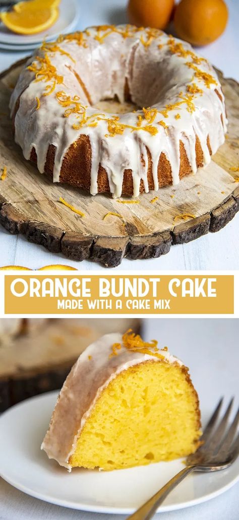 Orange Cake Mix Recipes, Orange Bundt Cake Recipe, Citrus Party, Orange Bundt Cake, Orange Cake Recipe, Popular Desserts, Mix Recipes, Box Cake Mix, Bundt Cakes Recipes