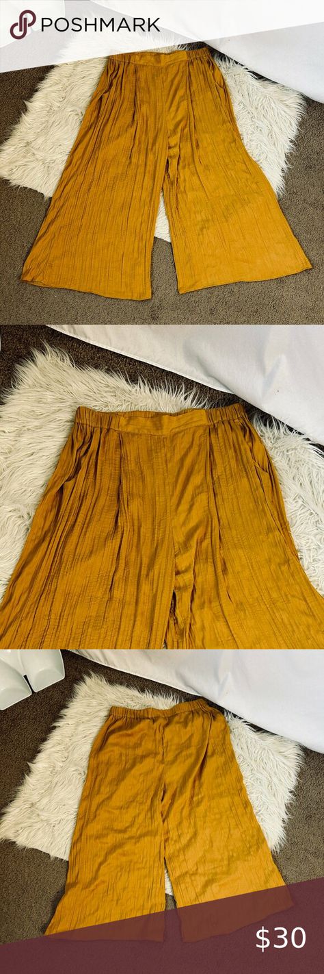 Lilka Anthropologie Wide Leg Cropped Satin Marigold Yellow Pants M Marigold Yellow, Yellow Pants, Anthropologie Pants, Anthropologie, Wide Leg, Satin, Yellow, Outfit Inspo, Plus Fashion