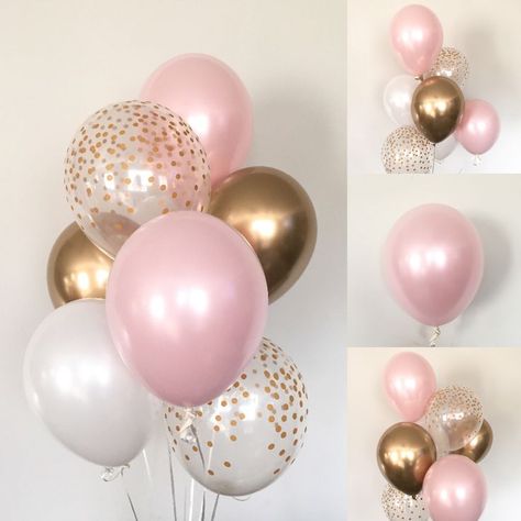 Blush Balloons, Blush Bridal Showers, Pink Party Decorations, Blush Bridal, Gold Baby Showers, 16th Birthday Party, Gold Balloons, Pink Parties, Blush And Gold