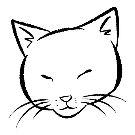 Cute Kitten Cartoon, Cat Face Drawing, Line Art Black, Face Line Art, Face Line Drawing, Cats Art Drawing, Face Lines, Hand Drawn Illustration, Cats Art