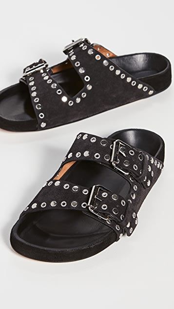 Isabel Marant Lennyo Sandals | SHOPBOP Internship Fashion, Isabel Marant Shoes, Leather Slide Sandals, Heel Caps, Buckle Sandals, Designer Sandals, Leather Slides, Womens Sandals Flat, Miu Miu Ballet Flats