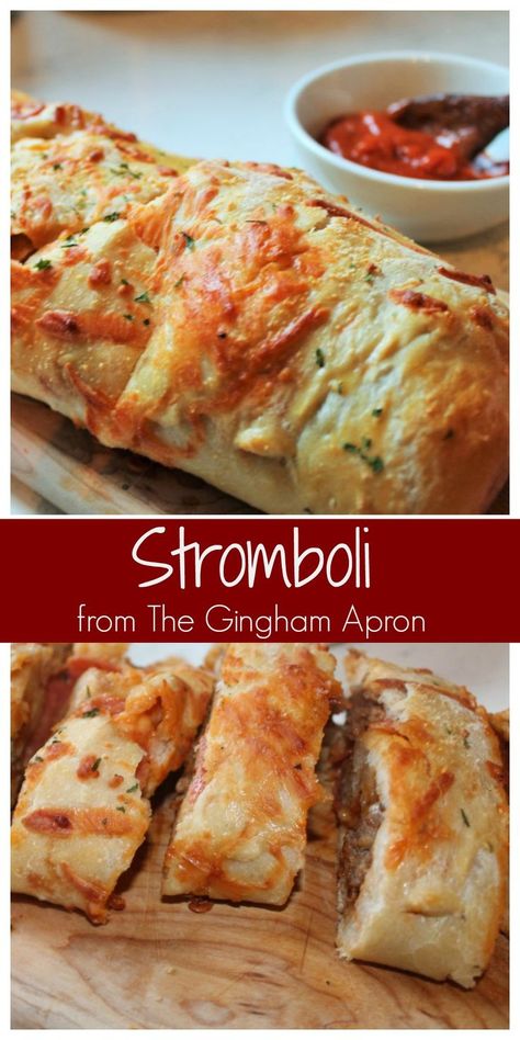 Pizza Stromboli, Stromboli Recipe Easy, Homemade Stromboli, Make Homemade Pizza, Gingham Apron, Stromboli Recipe, Making Homemade Pizza, Italian Dishes, Homemade Pizza