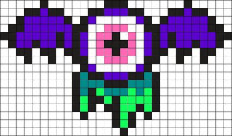 Cute Goth Crying Eyeball Bat Perler Bead Pattern / Bead Sprite Bat Perler, Hama Beads Halloween, Kandi Cuffs, Easy Perler Bead Patterns, Fuse Bead Patterns, Pixel Art Templates, Pony Bead Patterns, 8bit Art, Perler Bead Templates