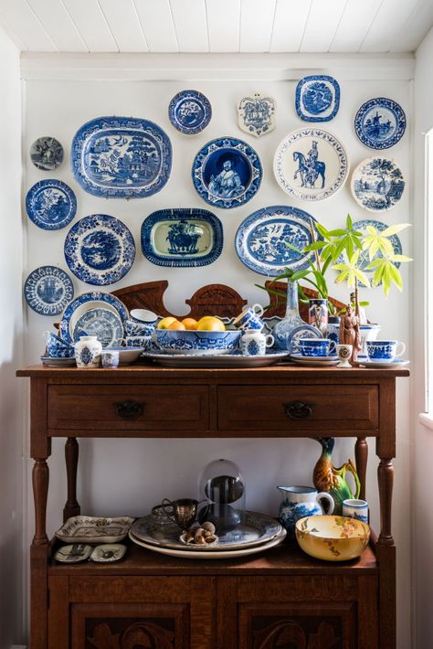 How To Display Collections | Whether you collect Pez dispensers, straw hats, heart-shaped rocks, or anything else on earth, you probably want to corral your treasures in an attractive, efficient fashion. These 15 examples, including detailed DIYs, might inspire you to put your beloved collection on display at last. Plates On The Wall, Blue And White Plates, Blue White Decor, Plate Wall Decor, Plate Decor, White Christmas Decor, Hanging Plates, Blue And White China, Plate Display