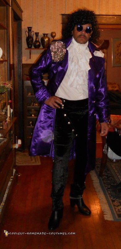 Upon learning about Prince suddenly passing away, my son decided that it was only proper that he pay homage to the fallen Prince by having this costume made by me, his Mom. Together we decided that “Purple Rain “, would be the deciding factor.  So many pictures of Prince to choose from.  My son wanted ... Read more The post A DIY Costume Paying Homage to Prince Roger Nelson , Singer, Songwriter appeared first on Coolest Homemade Costumes. Prince Costume Purple Rain, Purple Rain Costume, Prince Purple Rain Costume, Escape Halloween, Rain Costume, Homemade Costumes For Kids, Singer Costumes, Prince Purple, Prince Coat